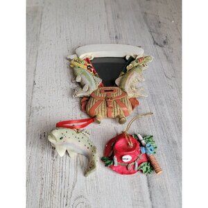 Fish gone fishing bass photo frame variety‎ ornament Xmas set
